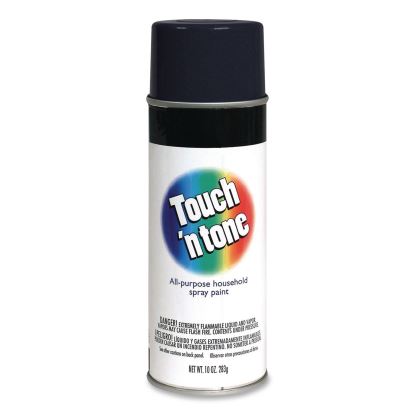 Touch'n Tone Spray Paint, Flat Black, 10 oz Aerosol Can, 6/Carton1