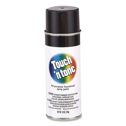 Touch'n Tone Spray Paint, Gloss Black, 10 oz Aerosol Can, 6/Carton1