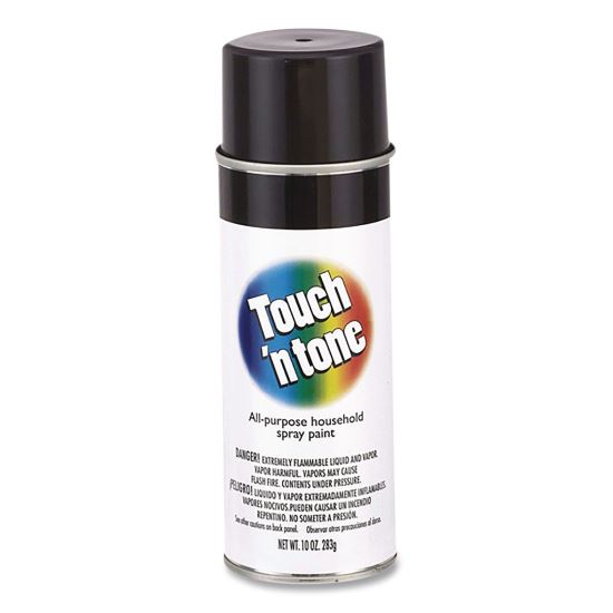 Touch'n Tone Spray Paint, Gloss Black, 10 oz Aerosol Can, 6/Carton1