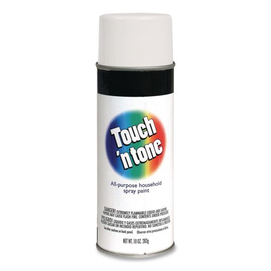 Touch'n Tone Spray Paint, Flat White, 10 oz Aerosol Can, 6/Carton1