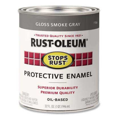 Stops Rust Brush-On Protective Enamel Paint, Gloss Smoke Gray, 1 qt Can, 2/Carton1