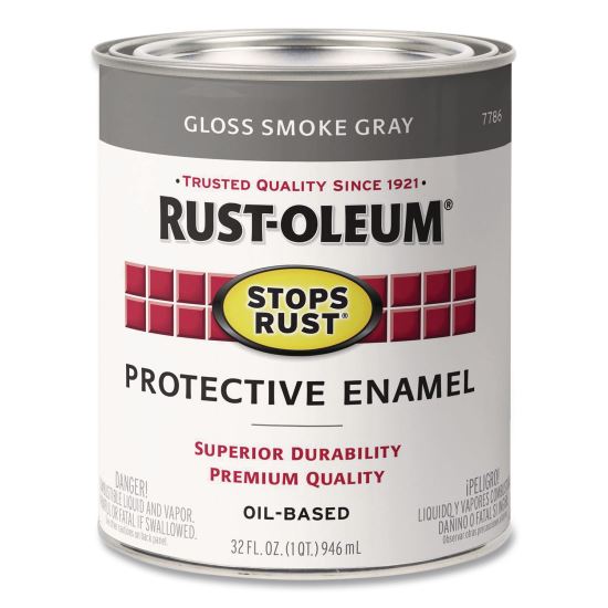 Stops Rust Brush-On Protective Enamel Paint, Gloss Smoke Gray, 1 qt Can, 2/Carton1