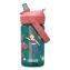 Thrive FlipStraw Plastic Water Bottle, 14 oz, Mermaid Friends, Green/Coral1