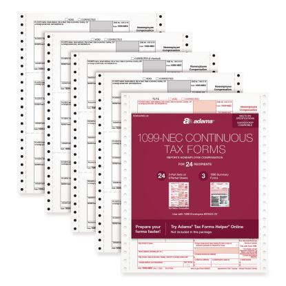 2022 1099-NEC Tax Form, 8.5" x 3.67", 3 Forms/Sheet, 24 Forms Total1