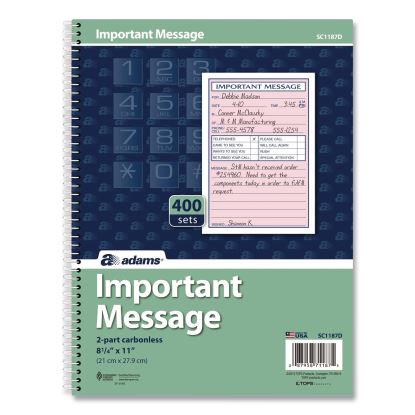 Important Message Book, Two-Part Carbonless, 4 Forms/Sheet, 400 Forms Total1