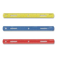 Plastic Ruler, Standard/Metric, 12" Long, Randomly Assorted Colors1