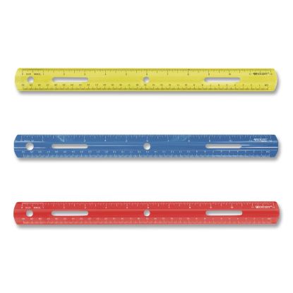 Plastic Ruler, Standard/Metric, 12" Long, Randomly Assorted Colors1