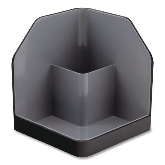 Fusion Plastic Corner Desktop Supplies Organizer, 2 Compartments, 6.67 x 7.4 x 6.67, Gray/Black, Plastic1