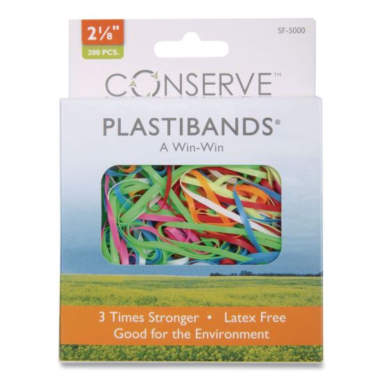 PlastiBands, 2.13" Long, Assorted Colors, 200/Box1