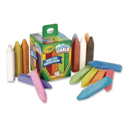 Washable Sidewalk Chalk, 4.25" x 0.75 Diameter, Assorted Colors, 16 Sticks/Box1