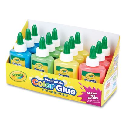 Washable Assorted Color Glue, 3 oz, 12/Pack1