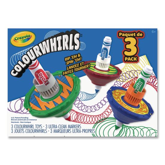 Colourwhirls Toy, (3) Colourwhirls Sets/(3) Crayola Ultra-Clean Washable Markers/Step-by-Step Instruction Sheet1