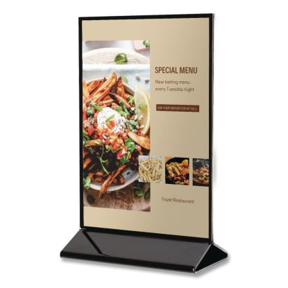 Tabletop Sign and Menu Holder, 4 x 6 Insert, Clear with Black Frame1