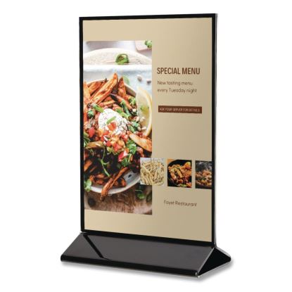 Tabletop Sign and Menu Holder, 5 x 7 Insert, Clear with Black Frame1