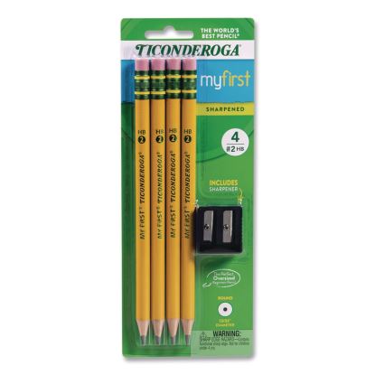 Ticonderoga My First Wooden Pencil, HB (#2), Black Lead, Yellow Barrel, 4/Pack1