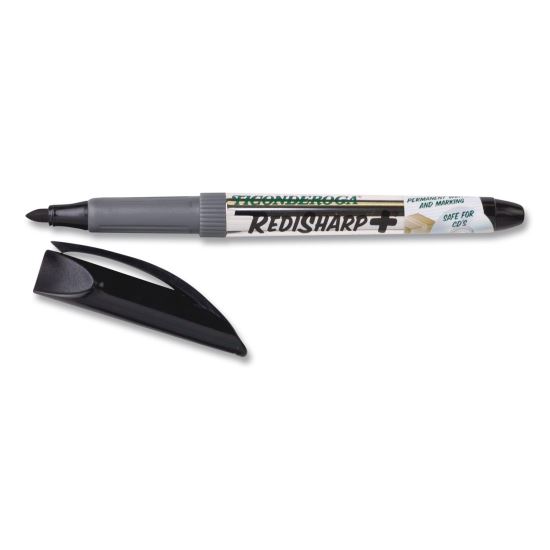 RediSharp+ Permanent Markers, Fine Tip, Black, 12/Pack1