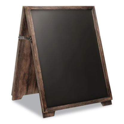 Desktop A-Frame Chalkboard, Black Surface, Brown Wood Frame, 13 x 14.5 x 171
