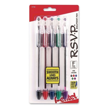 R.S.V.P. Ballpoint Pen, Stick, Fine, 0.7 mm, Assorted Ink and Barrel Colors, 5/Pack1