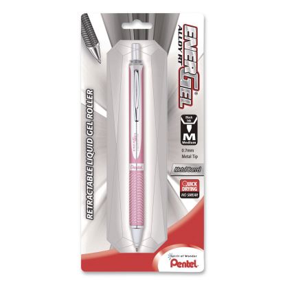 EnerGel Alloy RT Gel Pen, Retractable, Medium 0.7mm, Black Ink, Pink Barrel1