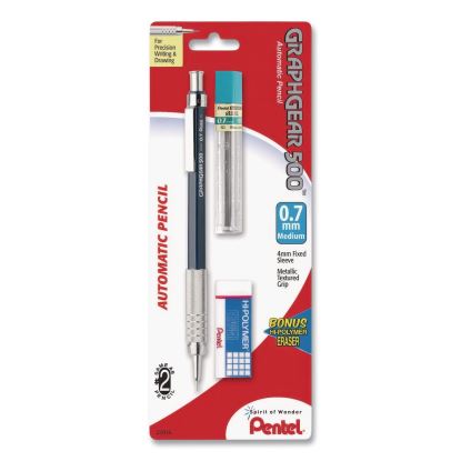 GraphGear 500 Mechanical Drafting Pencil, 0.7 mm, HB (#2), Black Lead, Black/Silver Barrel1