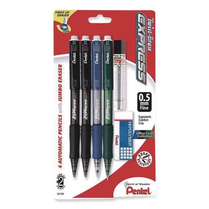 Twist-Erase EXPRESS Mechanical Pencil, 0.5 mm, #2, Black Lead, Assorted Color Barrels, 4/Pack1