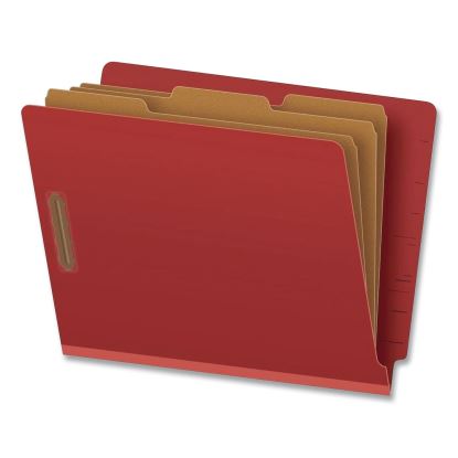 Colored Pressboard End Tab Classification Folders, 3.5" Expansion, 3 Dividers, 8 Fasteners, Letter Size, Red, 50/Box1