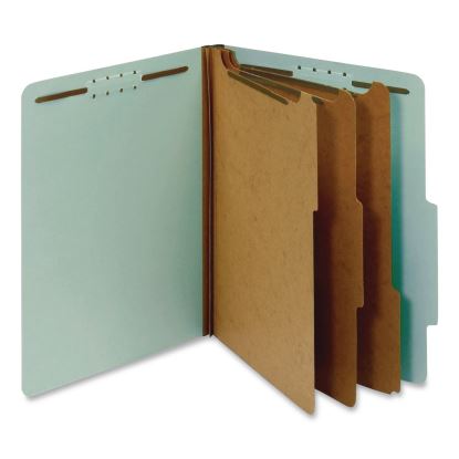 Colored Pressboard Top Tab Classification Folders, 3.5" Expansion, 3 Dividers, 8 Fasteners, Letter Size, Blue Exterior, 10/Bx1