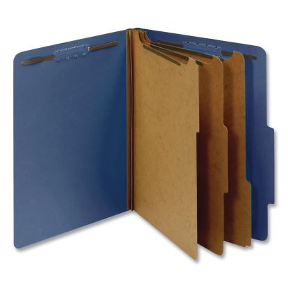Colored Pressboard Top Tab Classification Folders, 3.5" Expansion, 3 Dividers, 8 Fasteners, Letter Size, Dark Blue, 10/Box1