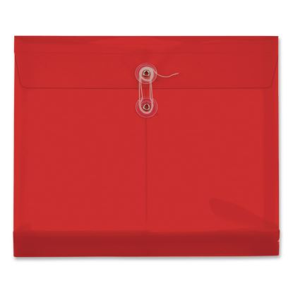 Premium Plastic Document File, 1.25" Expansion, 1 Section, String and Button Closure, Letter Size, Red, 5/Pack1