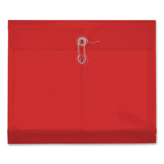 Premium Plastic Document File, 1.25" Expansion, 1 Section, String and Button Closure, Letter Size, Red, 5/Pack1
