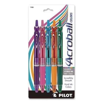 Acroball Colors Advanced Ink Hybrid Gel Pen, Retractable, Medium 1 mm, Assorted Ink/Barrel Colors, 5/Pack1