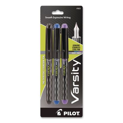 Varsity Fountain Pen, Medium 1 mm, Assorted Ink and Barrel Colors, 3/Pack1