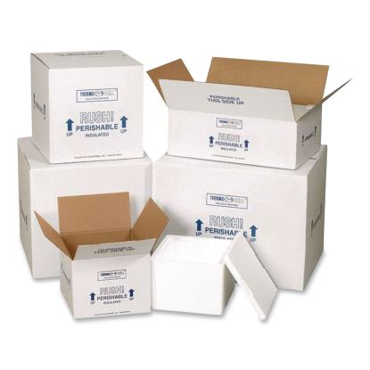 Insulated Shipping Container, 1.25" Foam Insert, 12.63" x 12.63" x 10.5", White/Blue1