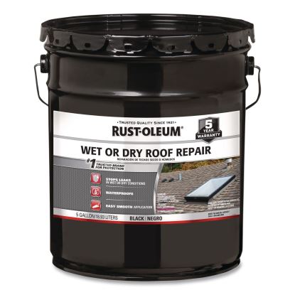 Wet or Dry Black Plastic Cement Roofing Repair Adhesive, Black, 5 gal Bucket1