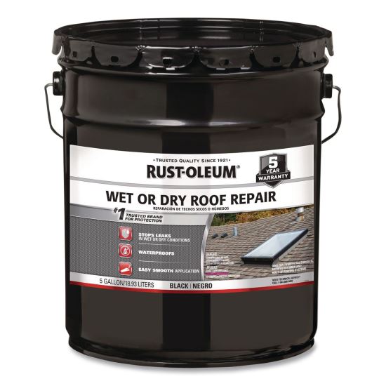 Wet or Dry Black Plastic Cement Roofing Repair Adhesive, Black, 5 gal Bucket1