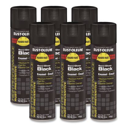Hard Hat High Performance V2100 System Rust Preventive Enamel Spray Paint, Semi-Gloss Black, 15 oz Aerosol Can, 6/Carton1