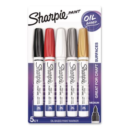 Permanent Paint Marker, Medium Bullet Tip, Assorted, 5/Pack1