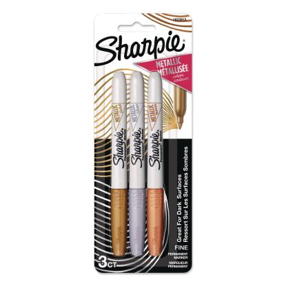 Fine Tip Permanent Markers, Fine Tip, Assorted Metallic Colors, 3/Pack1