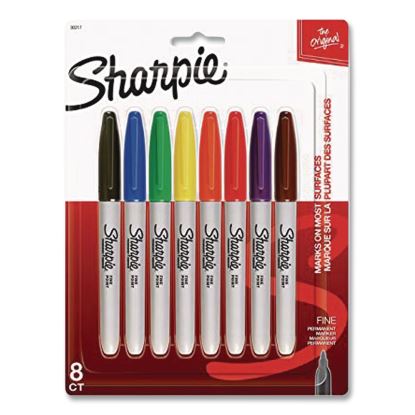 Fine Tip Permanent Markers, Fine Tip, Assorted Colors, 8/Pack1