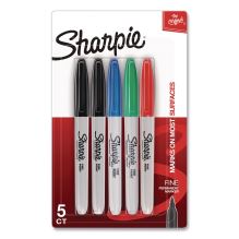 Fine Tip Permanent Markers, Fine Tip, Assorted Colors, 5/Pack1