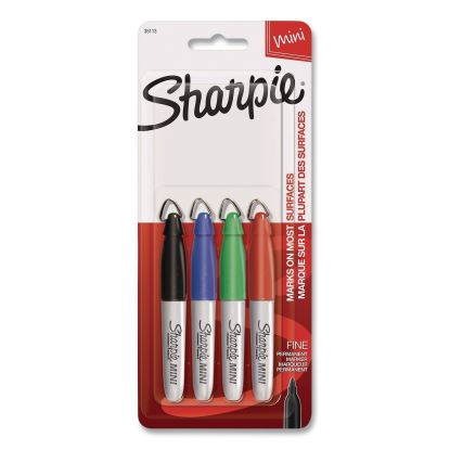 Mini Permanent Marker, Fine Tip, Assorted Colors, 4/Pack1