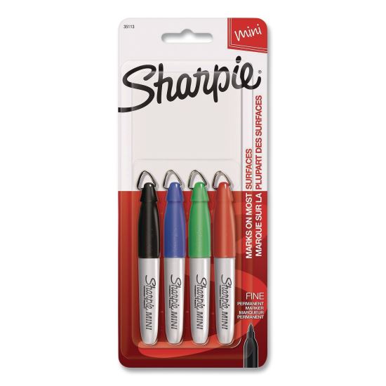 Mini Permanent Marker, Fine Tip, Assorted Colors, 4/Pack1