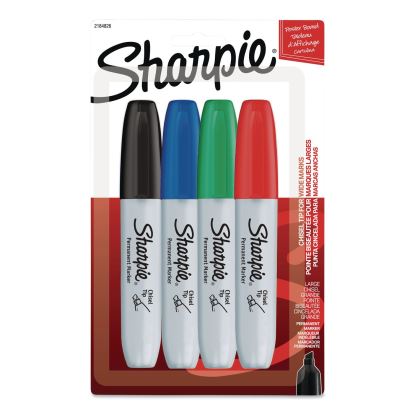 Chisel Tip Permanent Marker Medium Chisel Tip, Assorted Colors, 4/Pack1