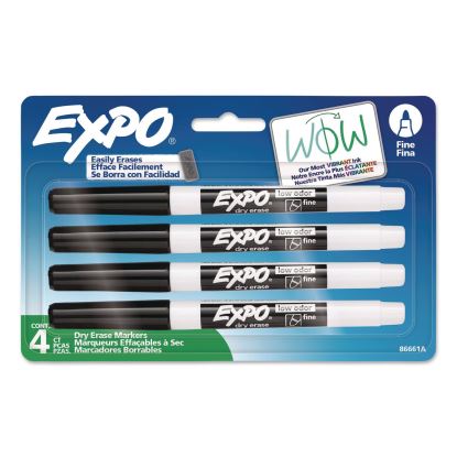 Dry Erase Marker, Fine Tip, Black, 4/Pack1