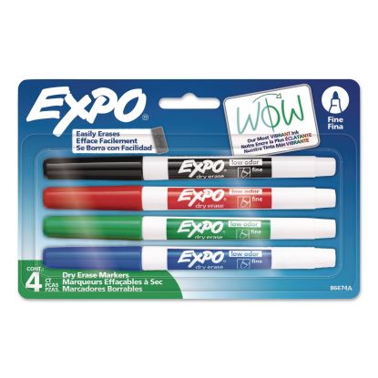 Low-Odor Dry-Erase Marker, Fine Tip, Assorted Colors, 4/Pack1