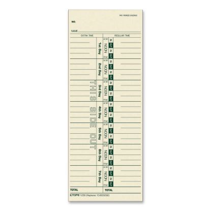 Time Clock Cards, Replacement for 30/1912R/10-800292, One Side, 3.5 x 9, 100/Pack1
