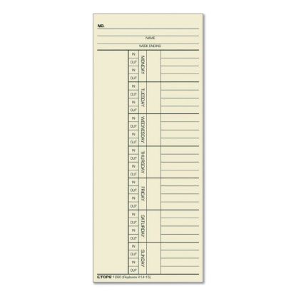 Time Clock Cards, Replacement for K14-15, Two Sides, 3.38 x 8.25, 100/Pack1