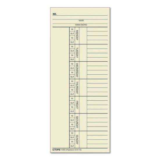 Time Clock Cards, Replacement for K14-15, Two Sides, 3.38 x 8.25, 100/Pack1