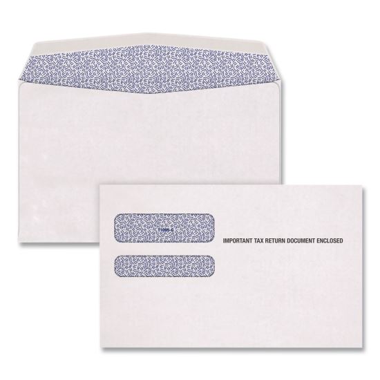 Double-Window 1095 B and C Tax Form Envelopes, Commercial Flap, Gummed Closure, 5.63 x 9, White, 100/Pack1