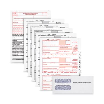 1099-NEC Tax Forms, Fiscal Year: 2021, Five-Part Carbonless, 8.5 x 3.67, 3 Forms/Sheet, 100 Forms Total1